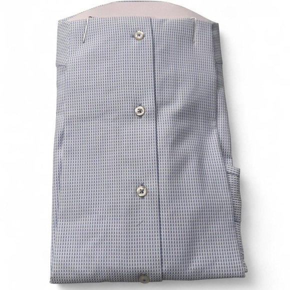 David Donahue NWT blue and white cotton textured dress shirt sz 15.5 34/35 - Picture 4 of 4